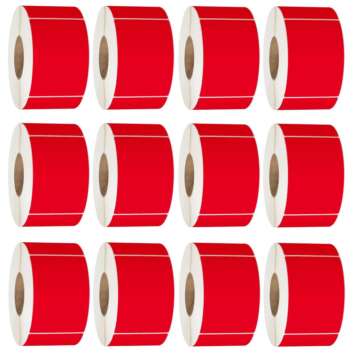 76X48 Thermal Transfer Labels 3000/Roll 76mm Core Red - 12 Rolls