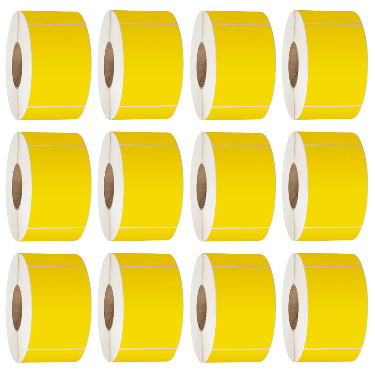 76X48 Thermal Transfer Labels 3000/Roll 76mm Core Yellow - 12 Rolls