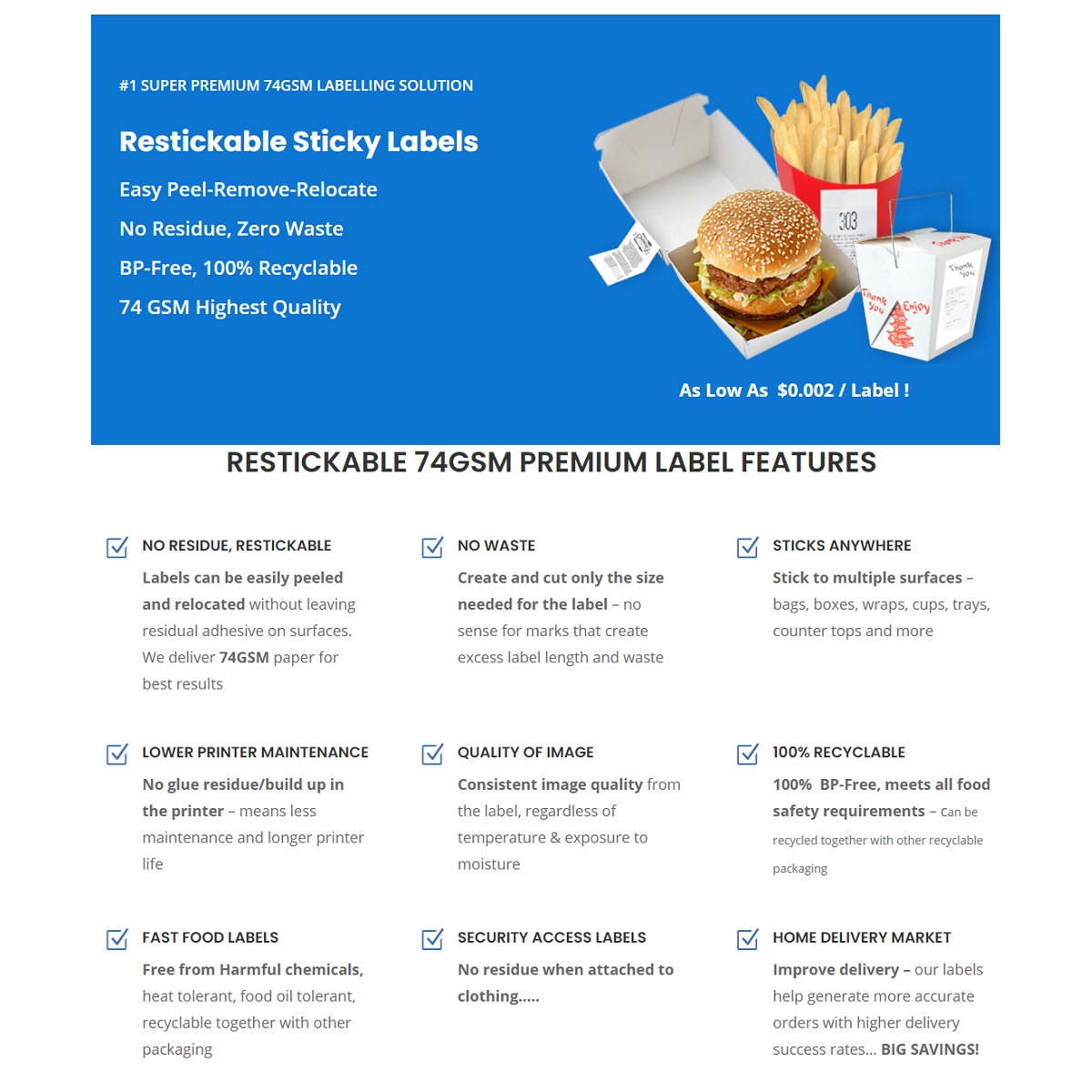 Mr Yum Sticky Labels Features